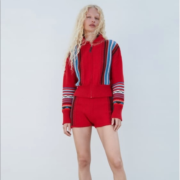 Zara knit jacquard jacket sweater small - Picture 3 of 4